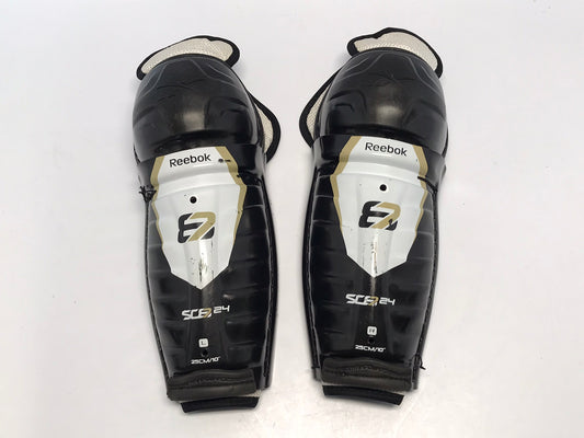 Hockey Shin Pads Child Size 10 inch Reebok Black White Gold Age 6-7 Slim Fit