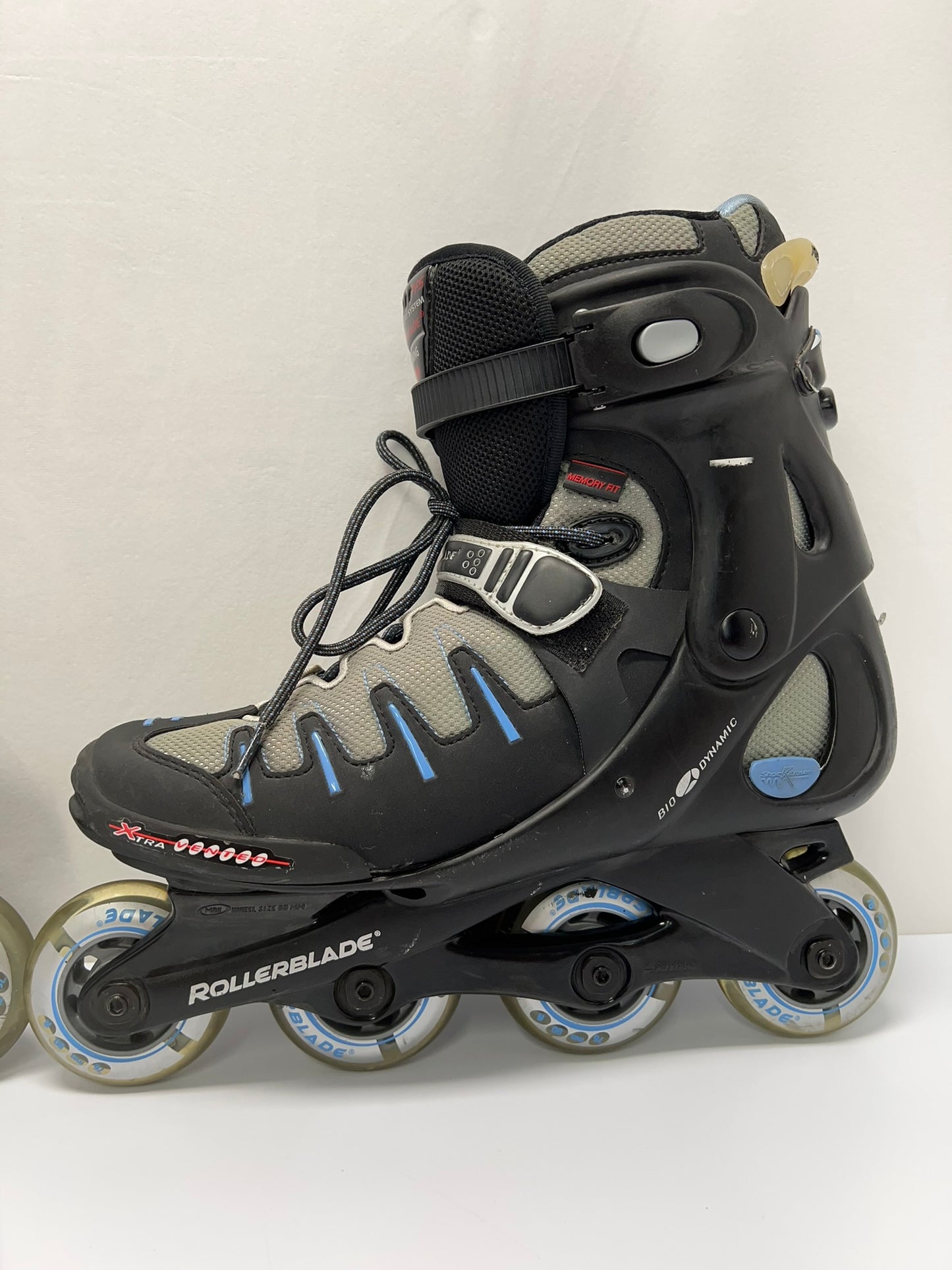 Inline Roller Skates Ladies Size 10 Rollerblade Black Blue Excellent