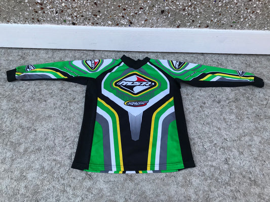 Motocross BMX Dirt Bike Child Size Large 10-12 MSR Jersey Black Green Multi Few Marks