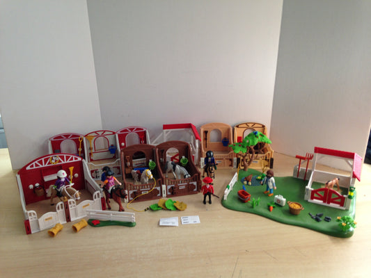 Playmobil Large Collection of Horse Stables and Vet Barn Stall Excellent