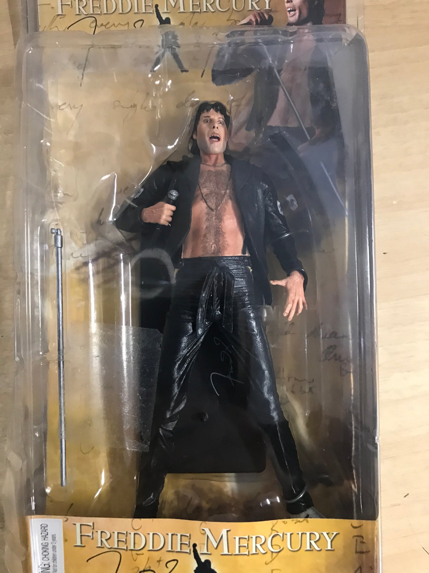 Queen Freddie Mercury Black Leather NECA 1970s Version Action Figure RARE Minor Wear on Package