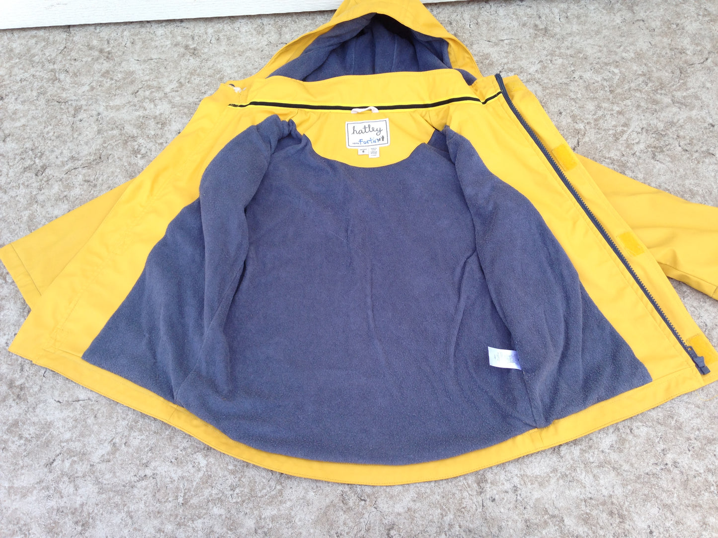 Rain Coat Child Size 6 Hatley Waterproof Yellow Grey