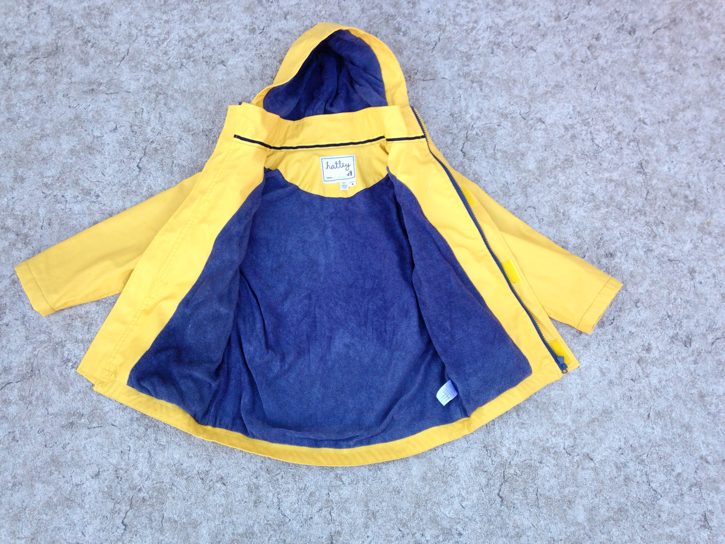 Rain Coat Child Size 6 Hatley Yellow Navy