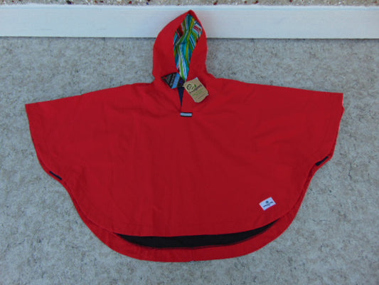 Rain Coat Child Size 5-6 Years  Moojoes Red Poncho Cape Waterproof New With Tags Made In Vancouver