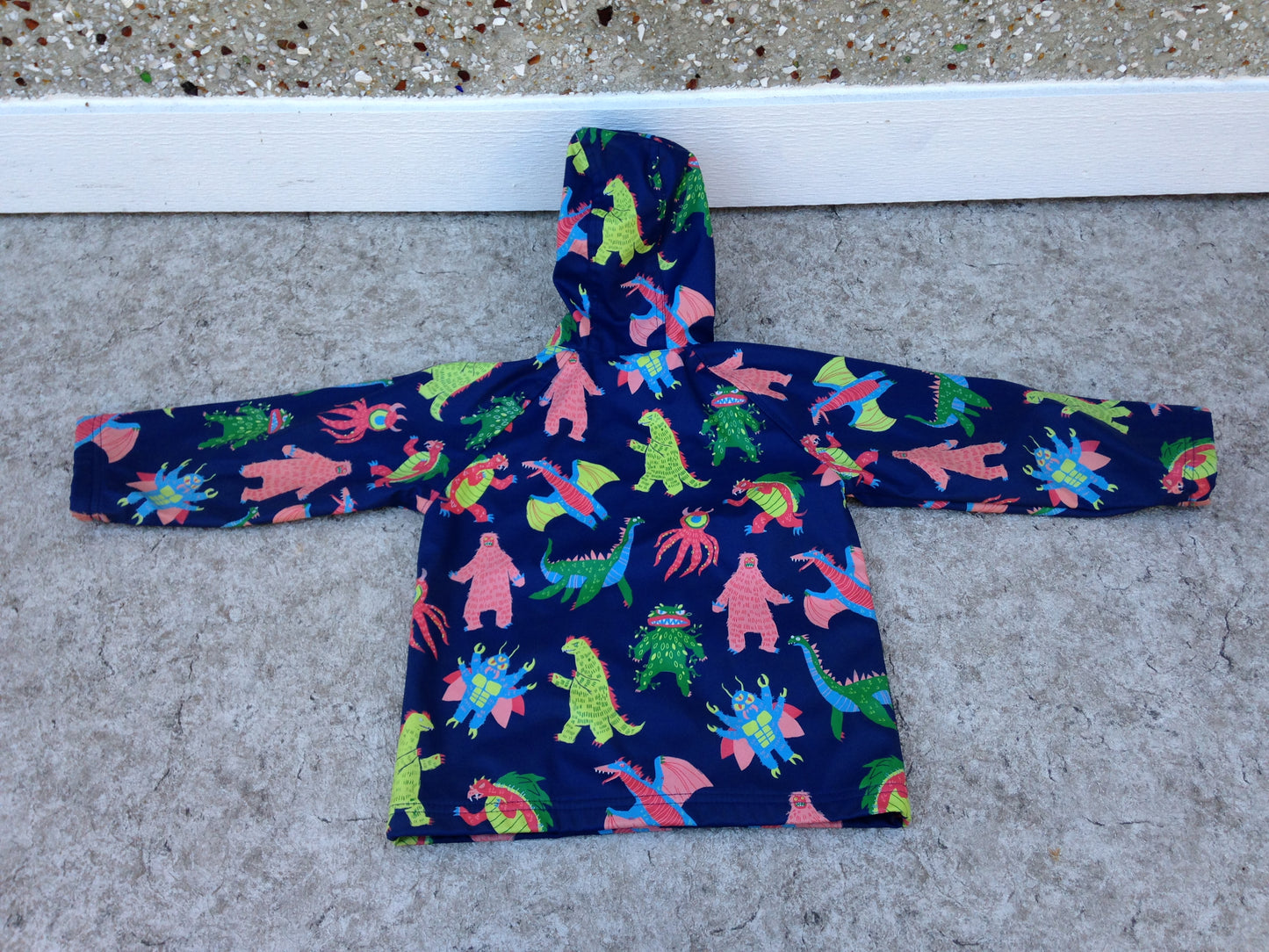 Rain Coat Child Size 5 Hatley Navy Dinosaurs  Waterproof