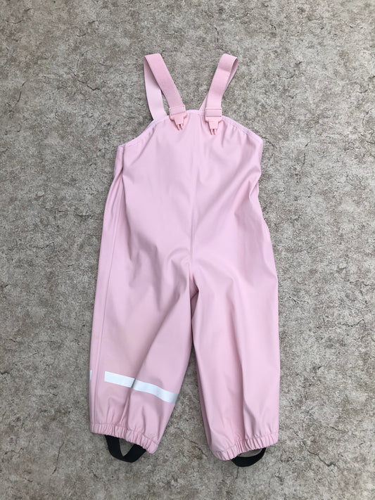 Rain Pants Child Size 2 With Bib Pink Thick Waterproof Material Few Marks