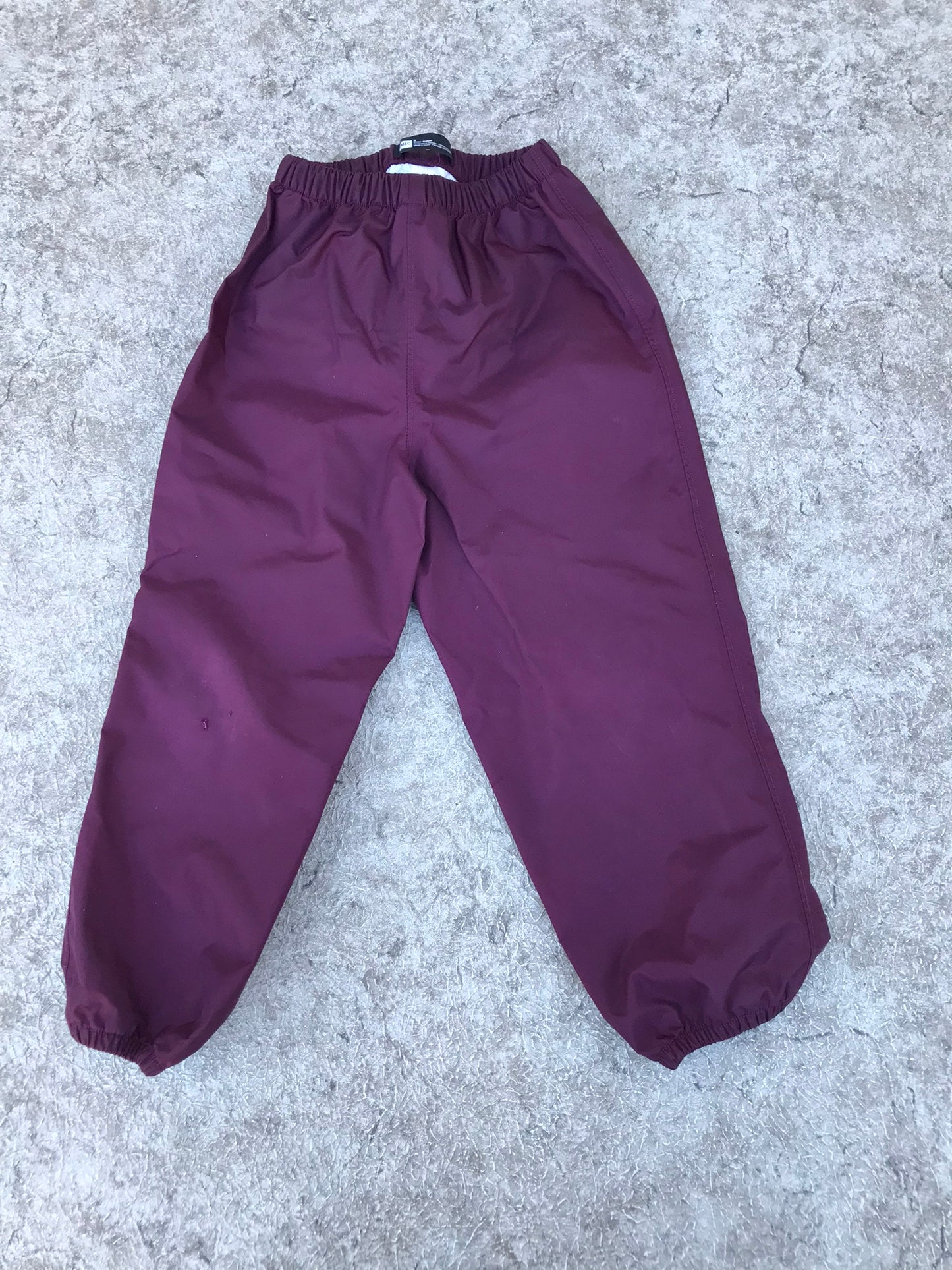 Rain Pants Child Size 5  MEC Maroon Tiny Tear on Knee