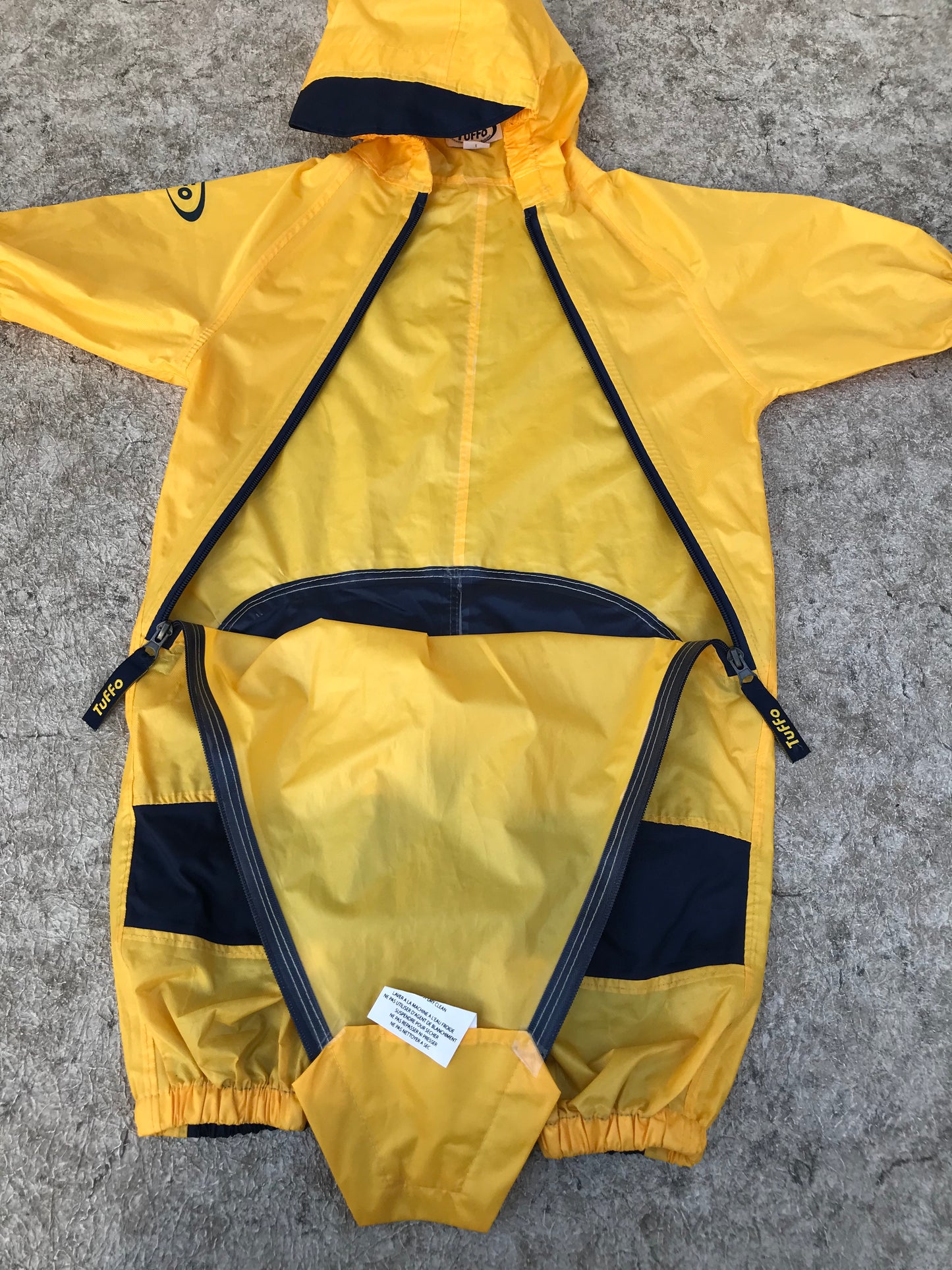 Rain Suit Child Size 12 Month Muddy Buddy Tuffo Pants Coat Yellow Navy New Demo Model