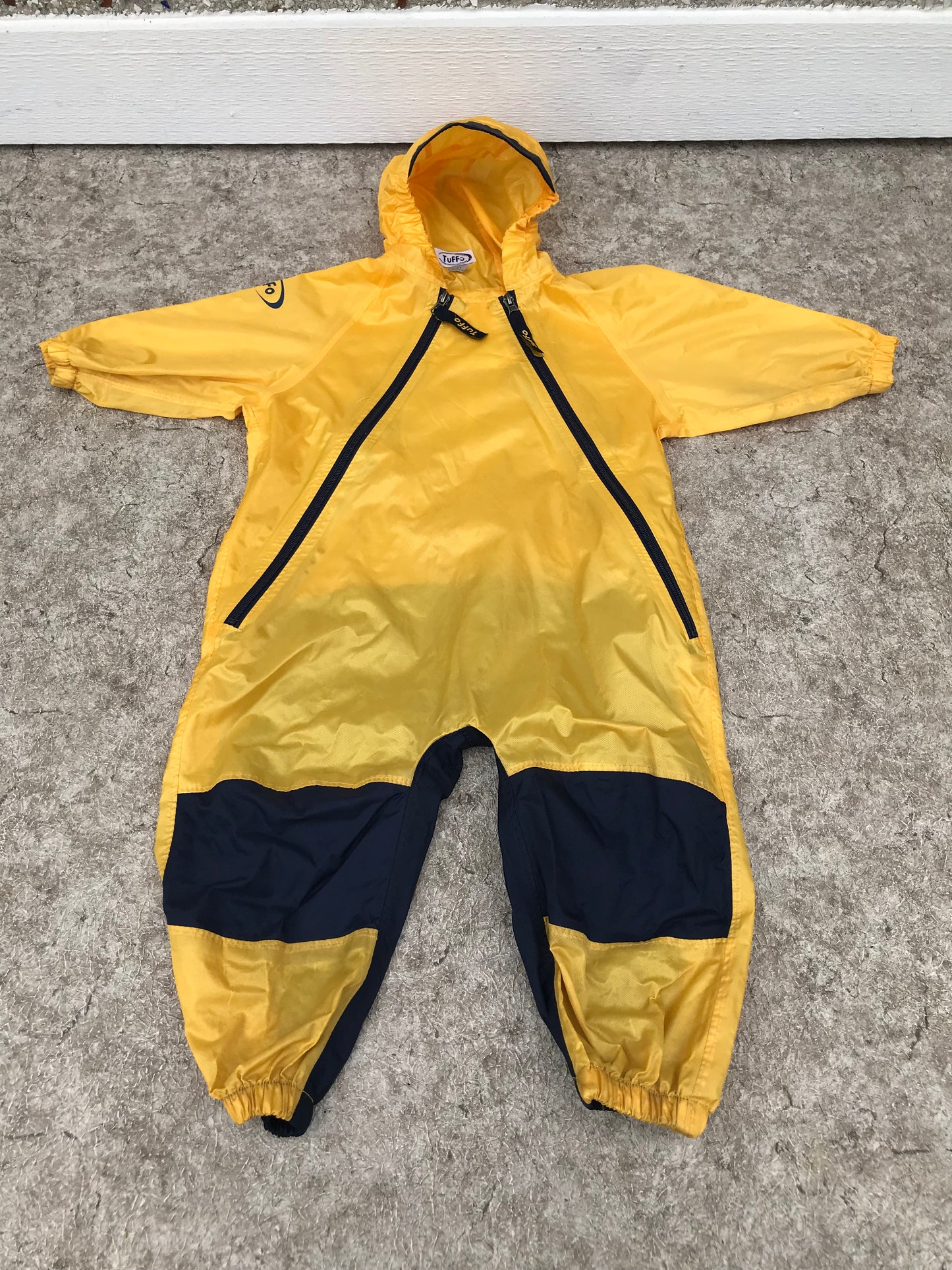 Rain Suit Child Size 2 Muddy Buddy Tuffo Pants Coat Yellow Navy Excellent