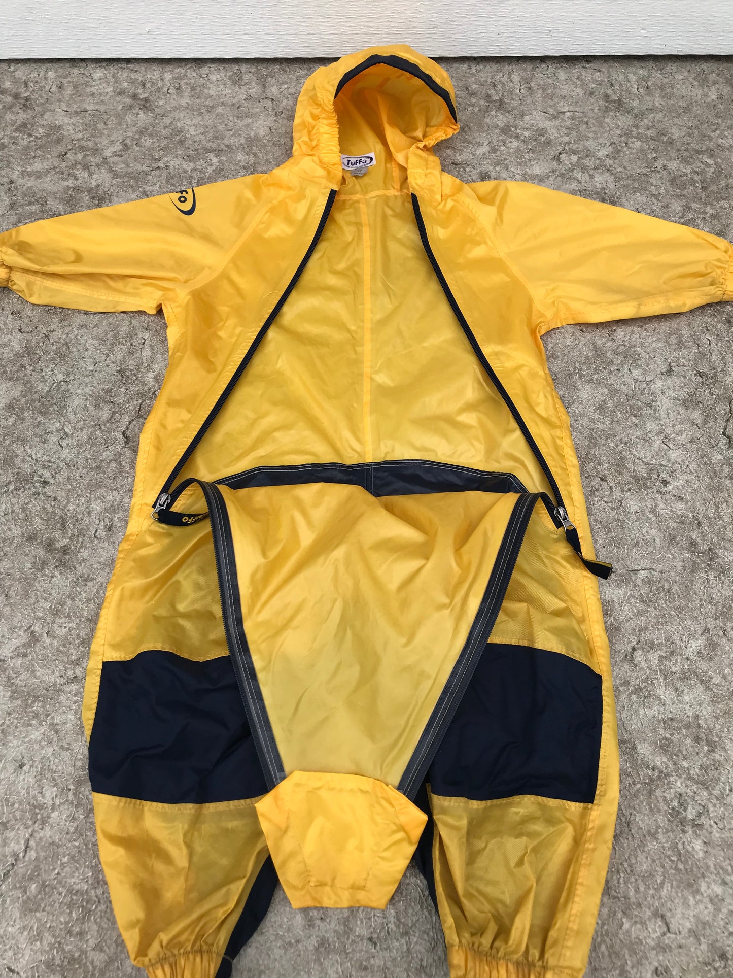 Rain Suit Child Size 2 Muddy Buddy Tuffo Pants Coat Yellow Navy Excellent