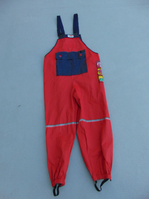 Rain Pants Child Size 7-8 Red Navy Overalls With Bib