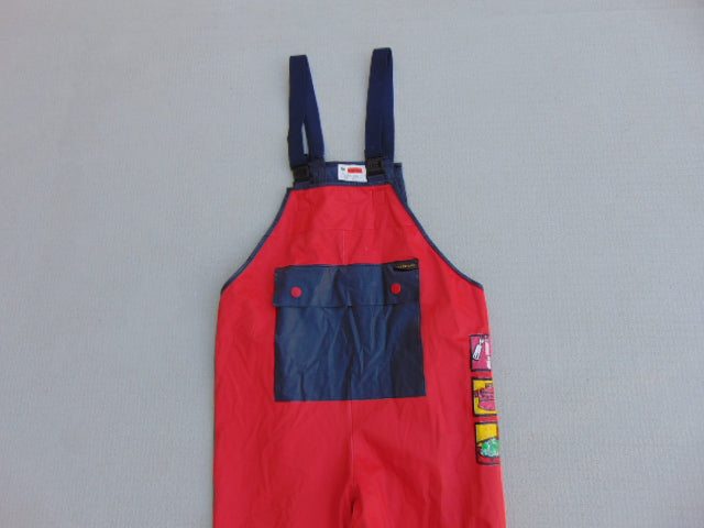 Rain Pants Child Size 7-8 Red Navy Overalls With Bib