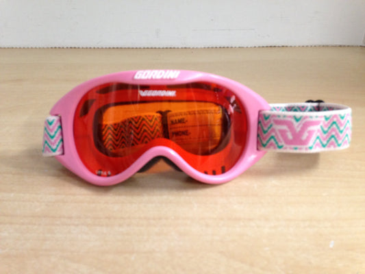 Ski Goggles Child Size Gordini Little G Pink Teal With Orange Lense