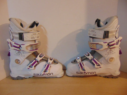 Ski Boots Mondo Size 25.0 Ladies size 8  298 mm Salomon QST White Purple New Demo