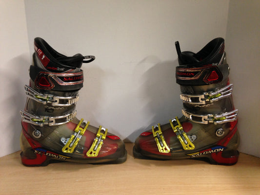 Ski Boots Mondo Size 27.5 Men's Size 9.5 Ladies 10 315 mm Salomon Falcon Red Grey Gold Excellent