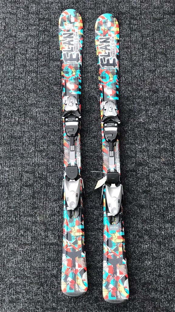 Ski 120 Elan PinBall Black Blue Multi Parabolic With Bindings Excellent