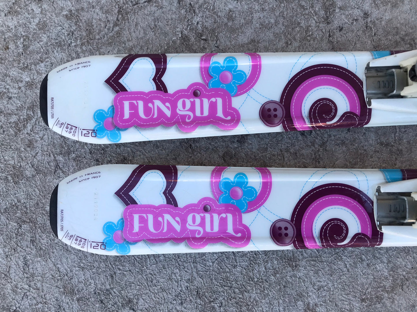 Ski 120 Rossignol Fun Girl White Pink Blue Parabolic With Bindings