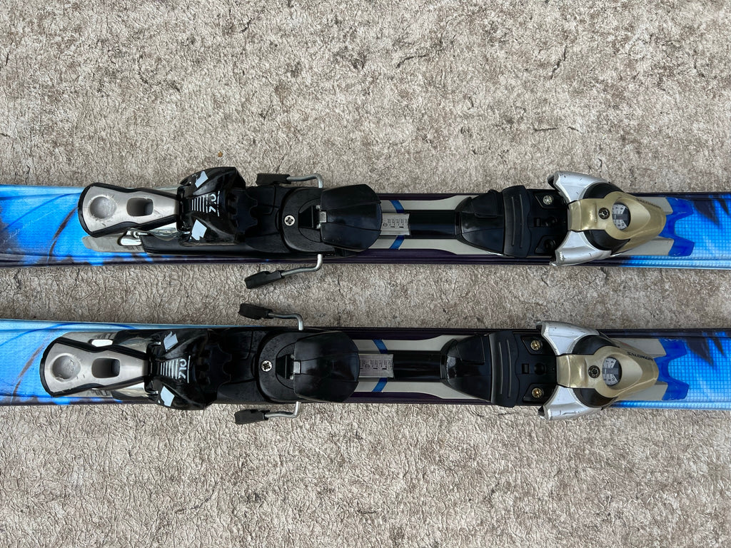 Ski 154 Salomon Sammatraction Blue Grey Silver Parabolic With Bindings  Excellent