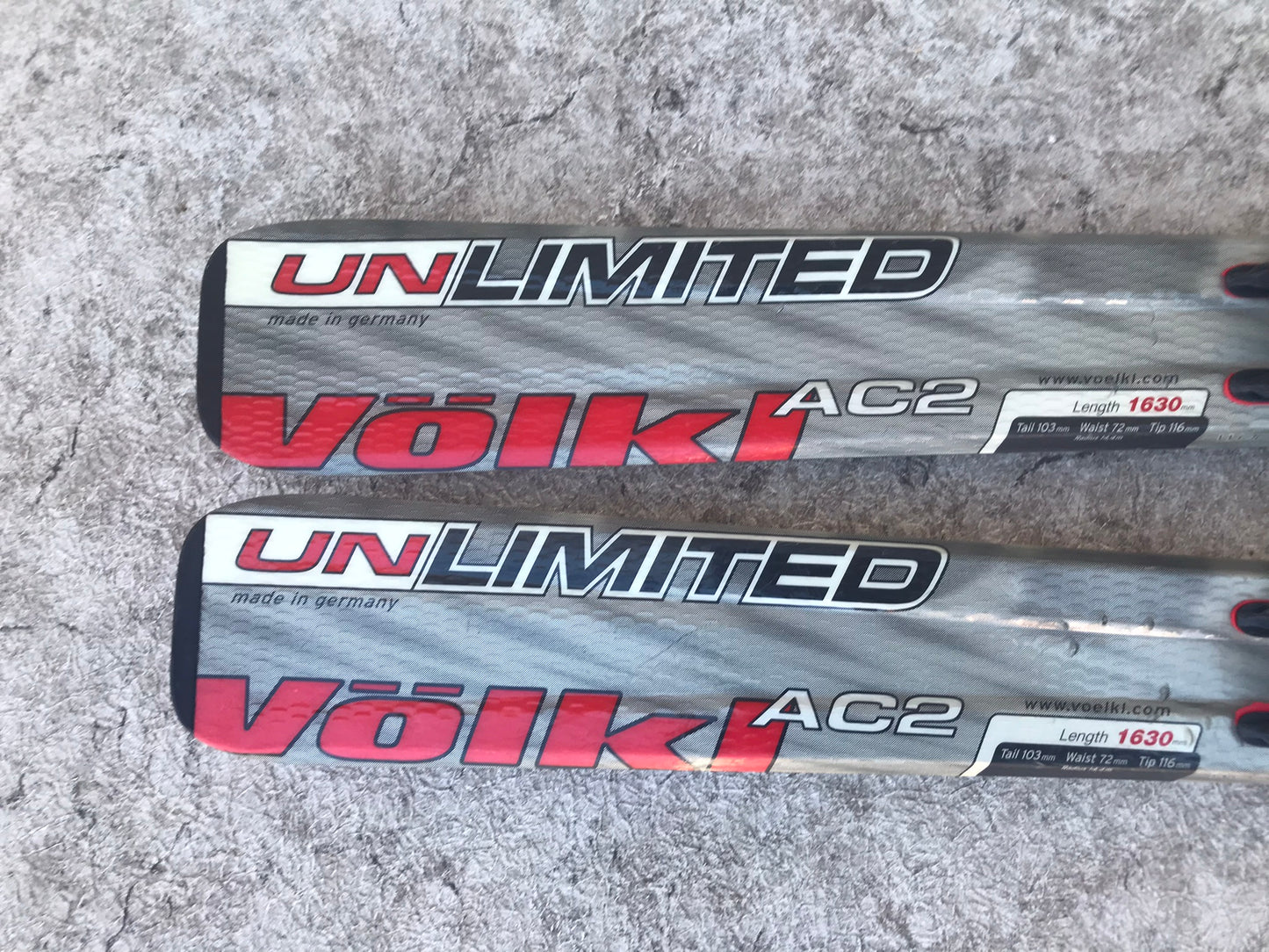 Ski 163 Volki Unlimited Parabolic With Bindings Grey Red Excellent