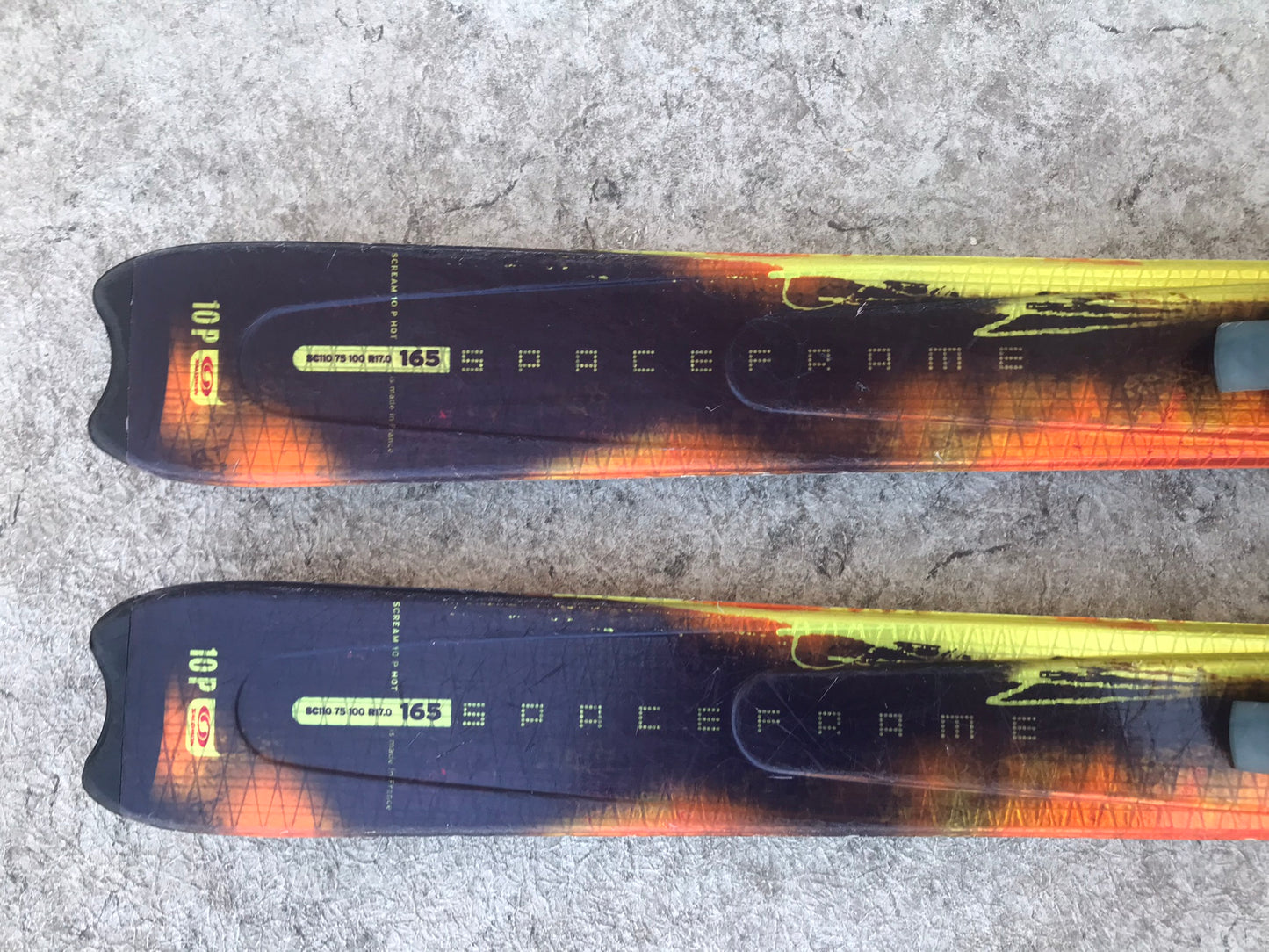 Ski 165 Salomon Parabolic With Bindings Orange Black Gold