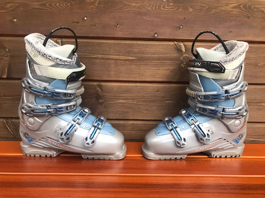 Ski Boots Mondo Size 26.0 Ladies Size 9 307 mm Salomon Irony Grey Blue Excellent