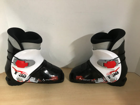 Ski Boots Mondo Size 21.5 Child Size 2-3 254 mm Tecno T30 Black White Red Excellent