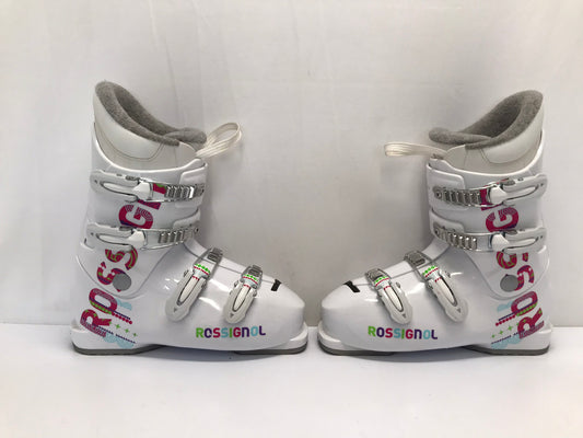 Ski Boots Mondo Size 25.5 Ladies Size 8.5 295 mm Rossignol White Pink Like New