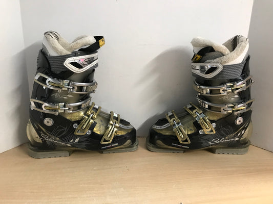 Ski Boots Mondo Size 25.5 Ladies Size 8.5 297 mm Salomon Black Gold