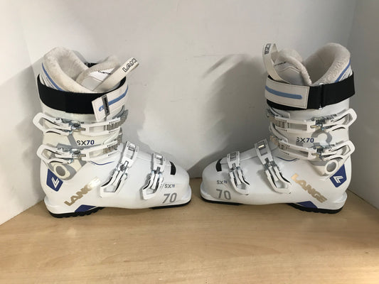 Ski Boots Mondo Size 25.5 Ladies Size 8 296 mm Lange White Black Blue New Demo Model