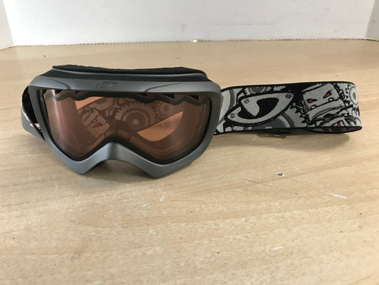 Ski Goggles Child Size 7-10 Grey Print Orange Lenses