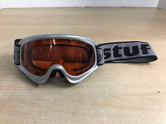 Ski Goggles Child Size 7-10 Stuf Black Grey With Orange Tinted Lense