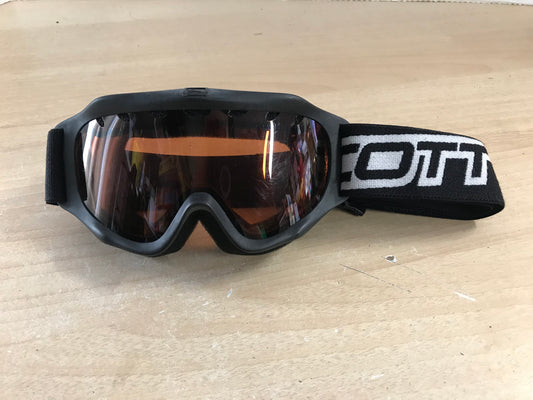 Ski Goggles Child Size 8-10 Black White with Orange Lenses