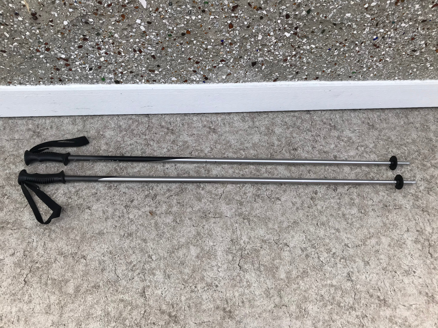 Ski Poles Adult Size 50 inch Head Black Silver Excellent