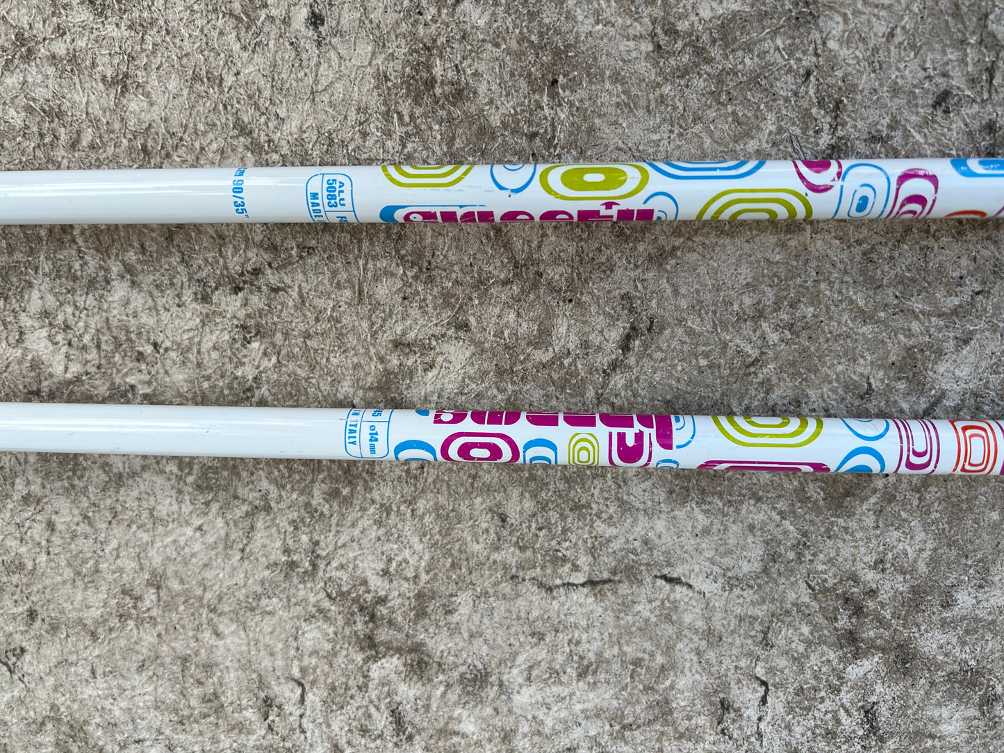 Ski Poles Child Size 35 inch 90 cm Tecno White Pink Multi Excellent