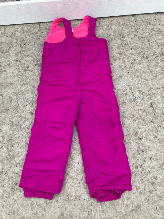 Snow Pants Child Size 5 Fushia Pink Fleece Lined With Bib