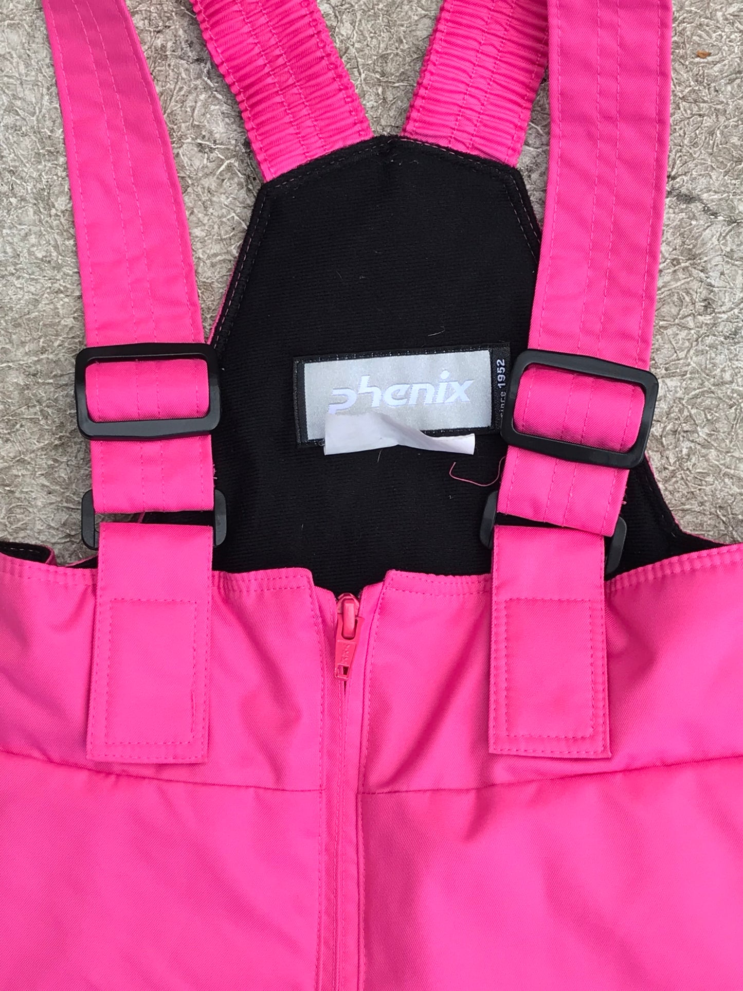 Snow Pants Child Size 6-8 Phenix Pink Black With Bib Excellent Racing Quality New Demo Model