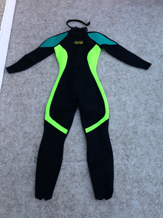 Wetsuit Ladies Size Medium Full Surf 4-5 mm Blue Lime Black Excellent