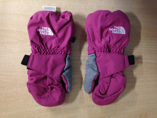 Winter Gloves and Mitts Child Size 4 The North Face Pink Grey Waterproof Excellent Snowboarding