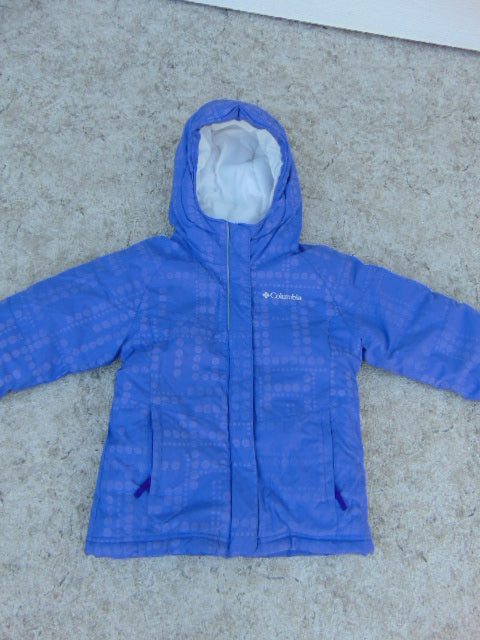 Winter Coat Child Size 7-8 Columbia Purple Grey With Bubbles Excellent