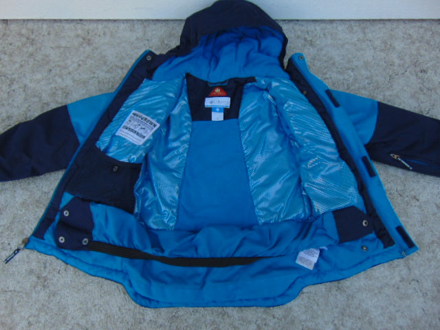 Winter Coat Child Size 6-7 Columbia Navy Teal Snowboarding With Snow Belt Excellent