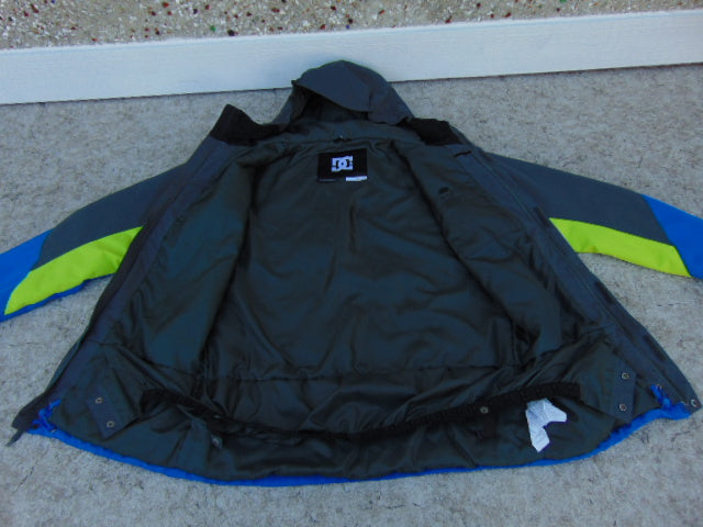 Winter Coat Child Size 16-18 DC Black Lime Blue Snowboarding With Snow Belt Excellent