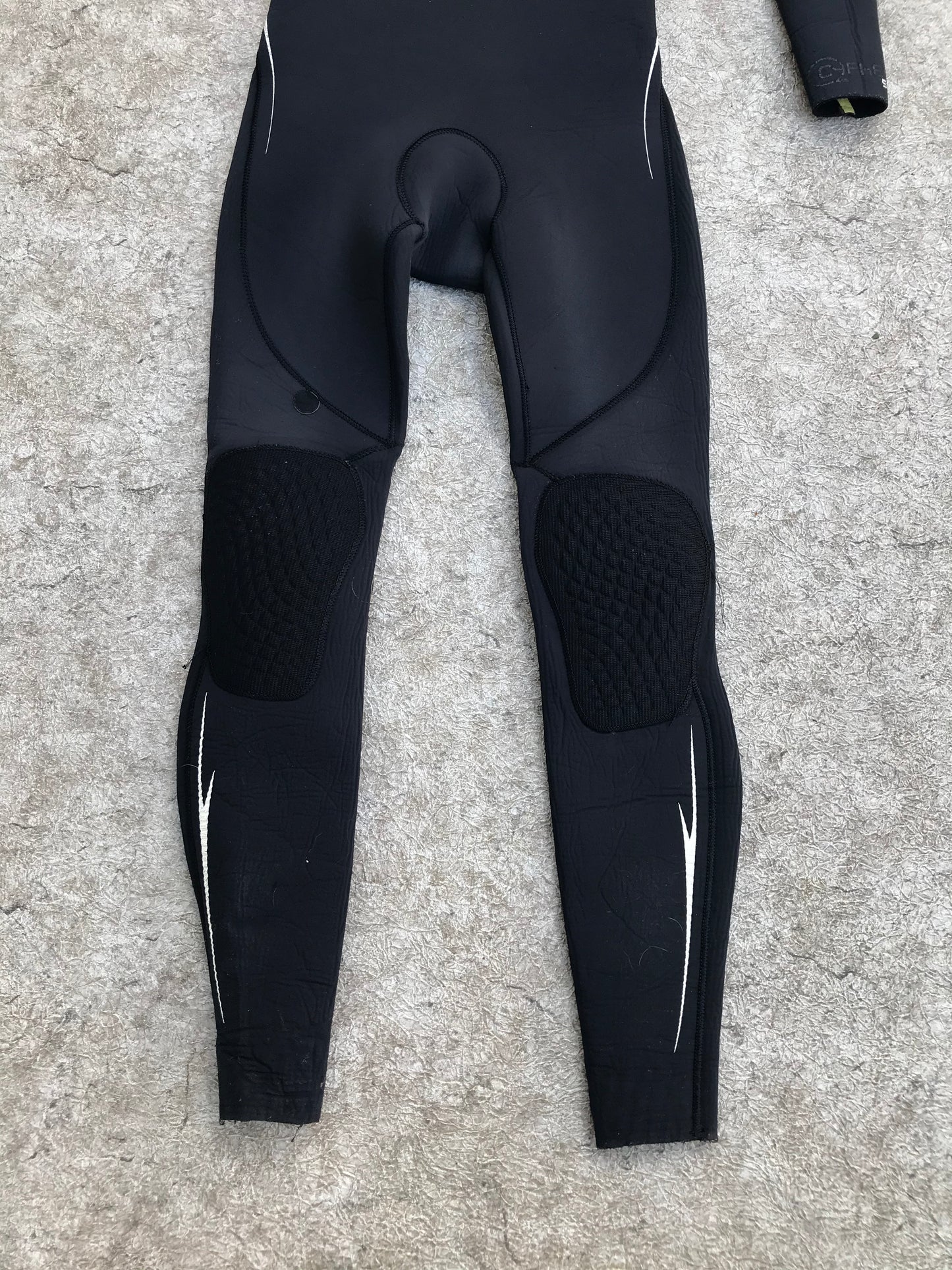 Wetsuit Men's Ladies Full Medium Quicksilver Dry Lock With Hood 5.4 mm Black With Patches Works Great