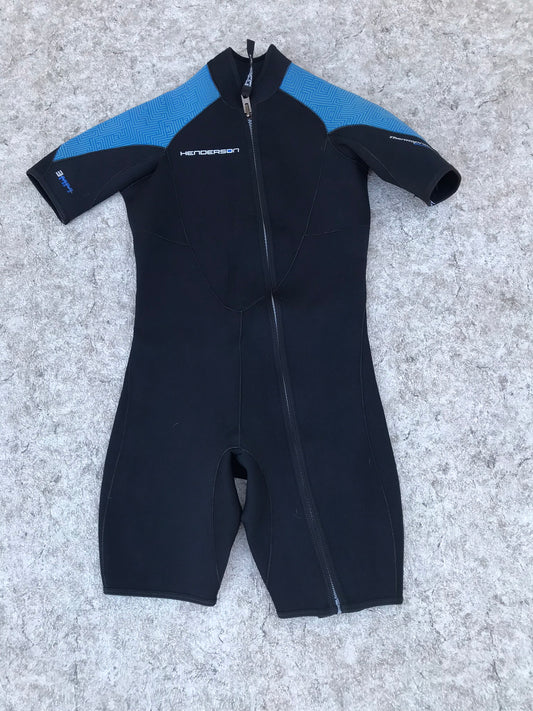 Wetsuit Ladies Size Small Henderson Thermoprene Professional Front Entrance 3 mm Black Blue  New Demo Model