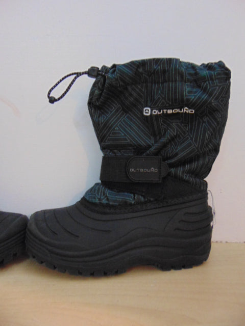 Winter Boots Child Size 13 Outbound Black Teal With Liner