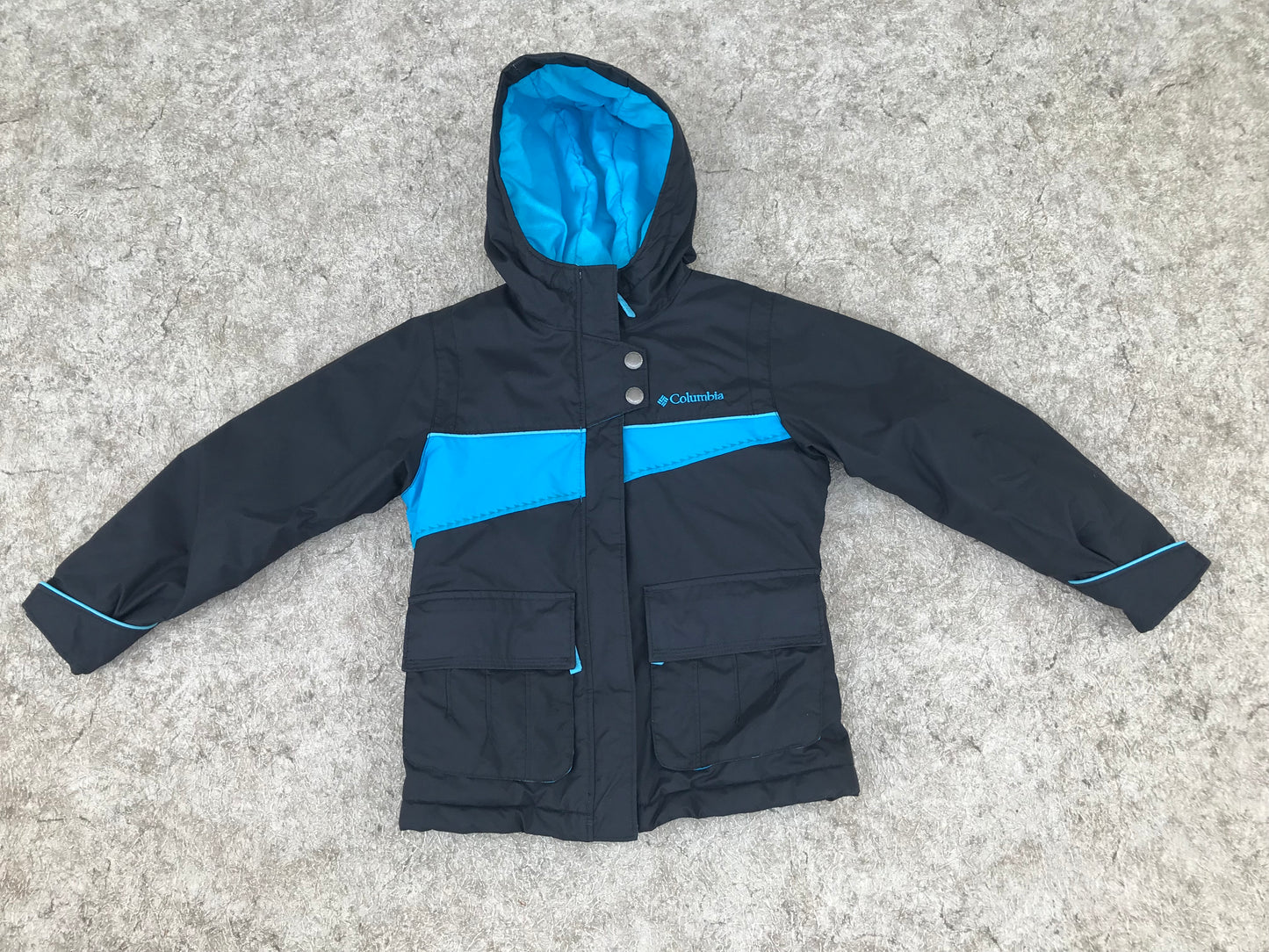 Winter Coat Child Size 6 X Columbia Waterproof Black Blue Excellent