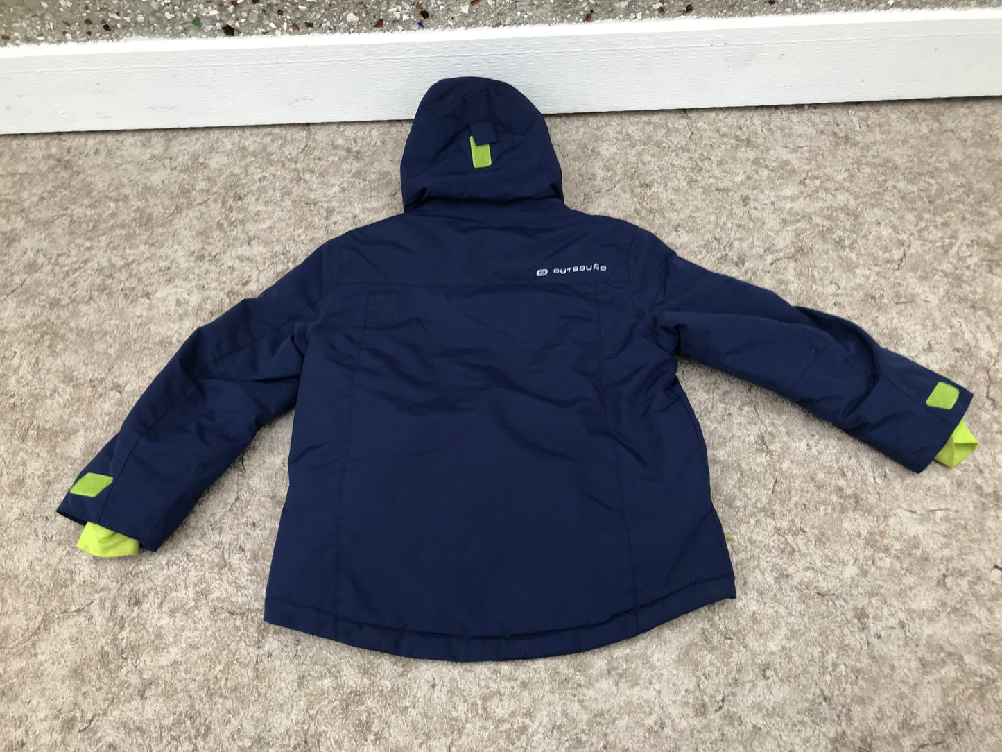 Winter Coat Child Size 7-8 Outbound Marine Blue and Lime With Snow Belt
