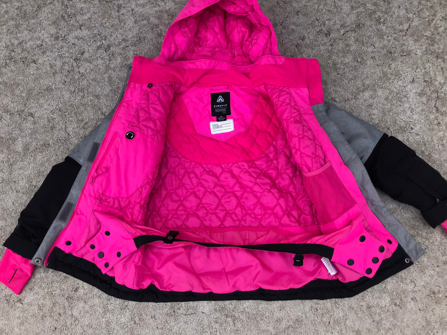 Winter Coat Child Size 8-10 FireFly Grey Black Pink With Snow Belt