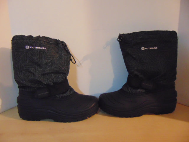 Winter Boots Child Size 5 Youth Outbound Black Grey With Liners Excellent