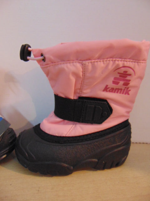 Winter Boots Infant Toddler Size 6 Kamik New With Tag -25 Degree Pink Black With Liner